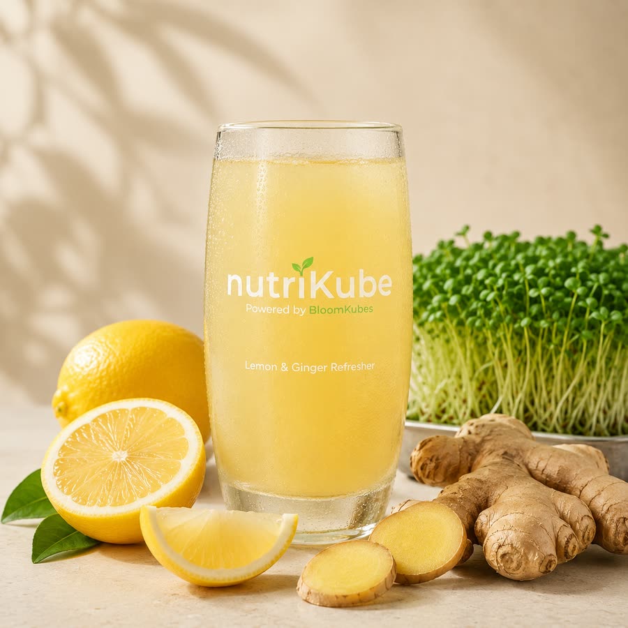 Lemon & Ginger Refresher — refreshers made with freshly harvested microgreens