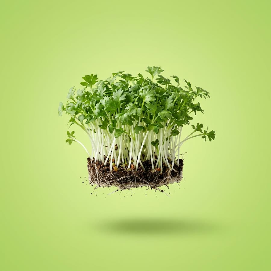 Macro photograph of Garden Cress